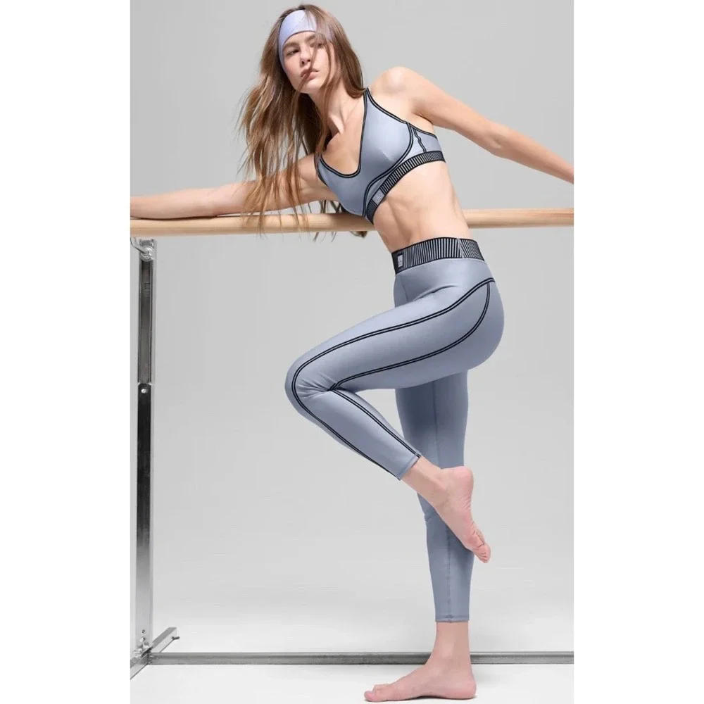 Alo Yoga Airlift High-Waist 7/8 Line Up Leggings Winter Frost Size Medium